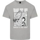 Wheres the Fish WTF Funny Fishing Fisherman Mens Cotton T-Shirt Tee Top Sports Grey
