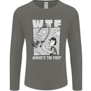Wheres the Fish WTF Funny Fishing Fisherman Mens Long Sleeve T-Shirt Charcoal