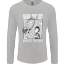 Wheres the Fish WTF Funny Fishing Fisherman Mens Long Sleeve T-Shirt Sports Grey