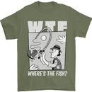 Wheres the Fish WTF Funny Fishing Fisherman Mens T-Shirt 100% Cotton Military Green