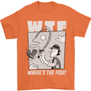 Wheres the Fish WTF Funny Fishing Fisherman Mens T-Shirt 100% Cotton Orange