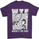 Wheres the Fish WTF Funny Fishing Fisherman Mens T-Shirt 100% Cotton Purple