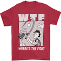 Wheres the Fish WTF Funny Fishing Fisherman Mens T-Shirt 100% Cotton Red
