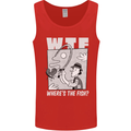 Wheres the Fish WTF Funny Fishing Fisherman Mens Vest Tank Top Red