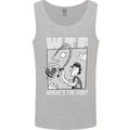 Wheres the Fish WTF Funny Fishing Fisherman Mens Vest Tank Top Sports Grey