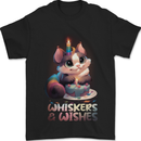 Whiskers & Wishes Cat Birthday Mens T-Shirt 100% Cotton Black