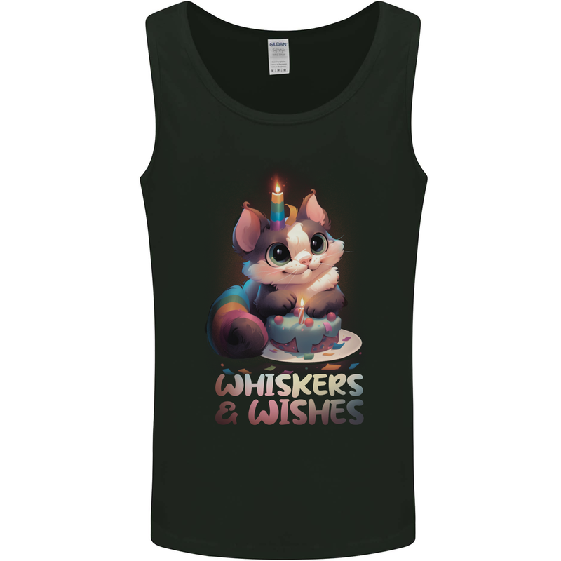 Whiskers & Wishes Cat Birthday Mens Vest Tank Top Black