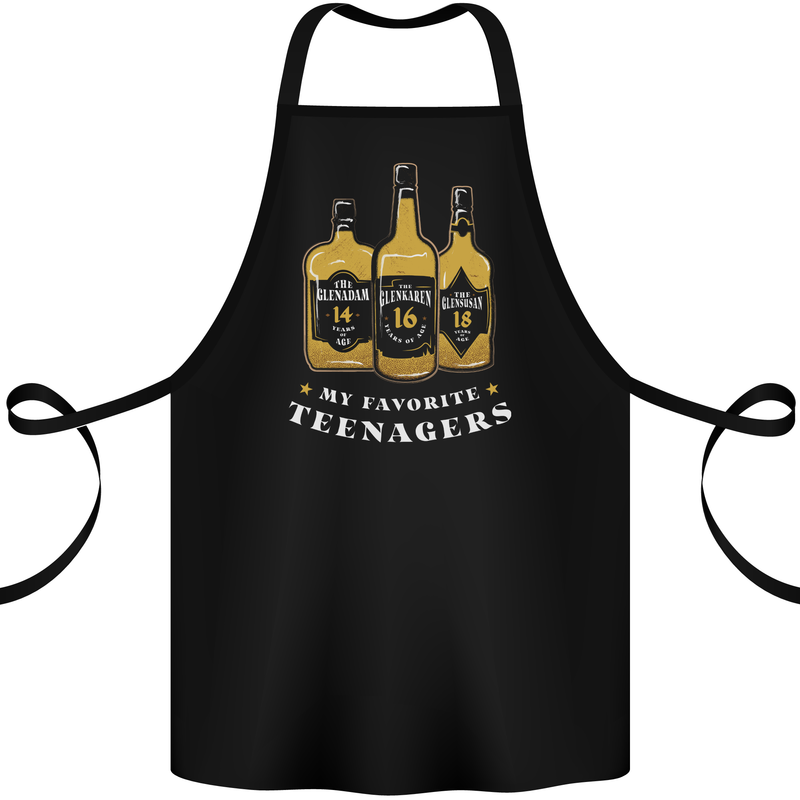 Whisky My Favourite Teenagers Funny Whiskey Cotton Apron 100% Organic Black