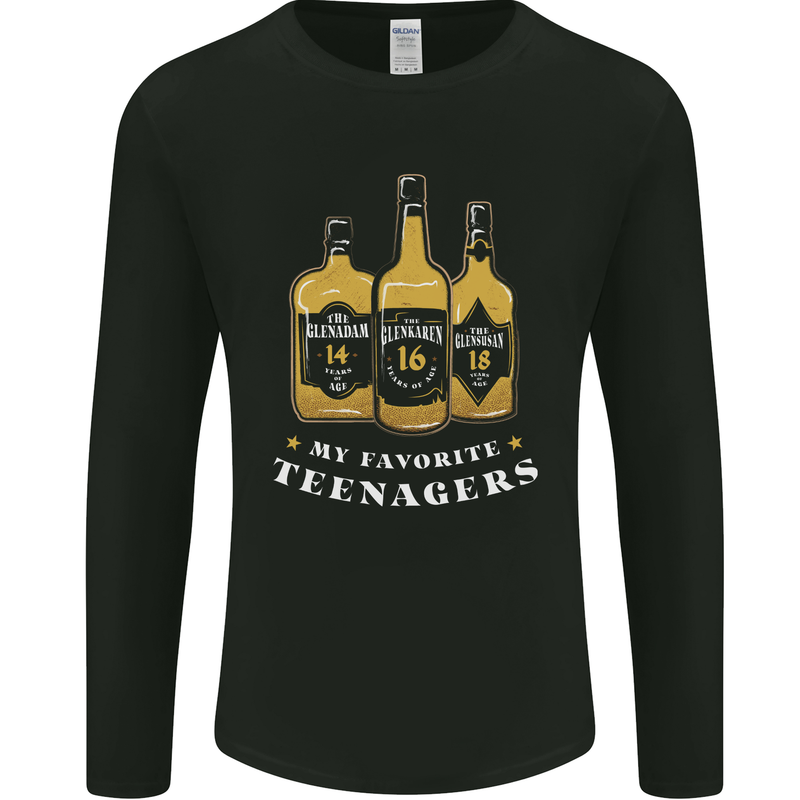 Whisky My Favourite Teenagers Funny Whiskey Mens Long Sleeve T-Shirt Black