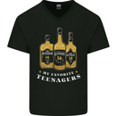 Whisky My Favourite Teenagers Funny Whiskey Mens V-Neck Cotton T-Shirt Black