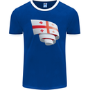 Curled Georgia Flag Georgian Day Football Mens Ringer T-Shirt FotL Royal Blue/White