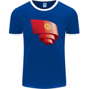 Curled Kyrgyzstan Flag Kyrgyz Day Football Mens Ringer T-Shirt FotL Royal Blue/White