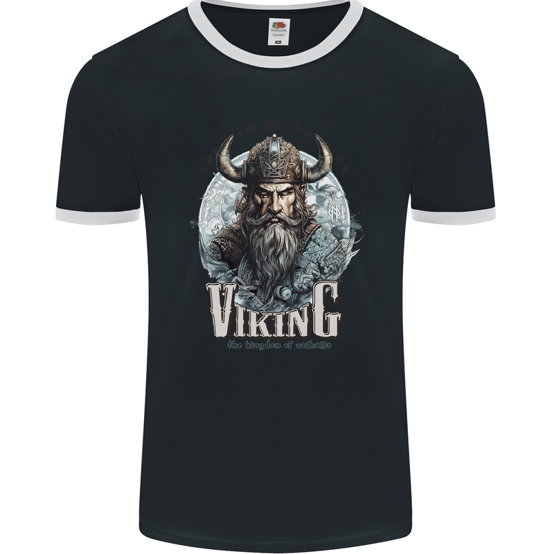 Viking the Kingdom of Valhalla Mens Ringer T-Shirt FotL Black/White