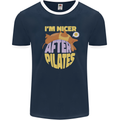 Nicer After Pilates Funny Yoga Dog Mens Ringer T-Shirt FotL Navy Blue/White