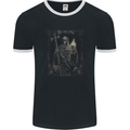 Gothic Grim Reaper Goth Heavy Metal Skull 9 Mens Ringer T-Shirt FotL Black/White