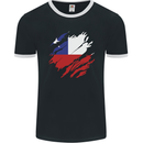 Torn Chile Flag Chilean Day Football Mens Ringer T-Shirt FotL Black/White