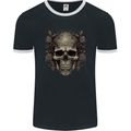 A Gothic Skull With Roses Mens Ringer T-Shirt FotL Black/White