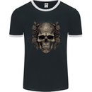 A Gothic Skull With Roses Mens Ringer T-Shirt FotL Black/White