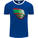 Curled Mauritania Flag Mauritanian Day Football Mens Ringer T-Shirt FotL Royal Blue/White