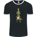 Cute Christmas T-Rex Funny Xmas Dinosaur Mens Ringer T-Shirt FotL Black/White