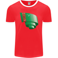 Curled Turkmenistan Flag The Turkmen Day Football Mens Ringer T-Shirt FotL Red/White