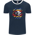 Torn Swaziland Flag Swazi Day Football Mens Ringer T-Shirt FotL Navy Blue/White