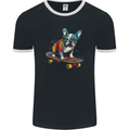 A Colourful French Bulldog on a Skateboard Mens Ringer T-Shirt FotL Black/White