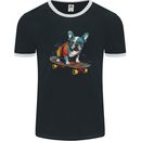 A Colourful French Bulldog on a Skateboard Mens Ringer T-Shirt FotL Black/White