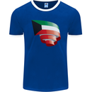 Curled Kuwait Flag Kuwaiti Day Football Mens Ringer T-Shirt FotL Royal Blue/White