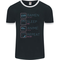 Eat Sleep Anime Repeat Design 3 Mens Ringer T-Shirt FotL Black/White