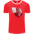 Curled Qatar Flag Qatari Day Football Mens Ringer T-Shirt FotL Red/White