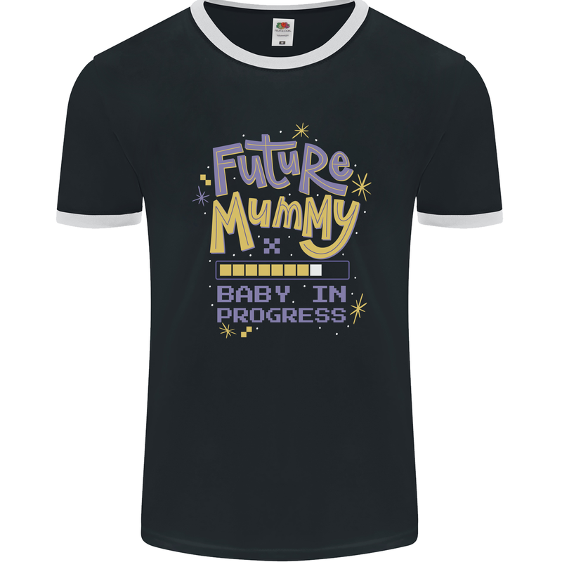 Future Mummy New Baby in Progress Pregnancy Mens Ringer T-Shirt FotL Black/White