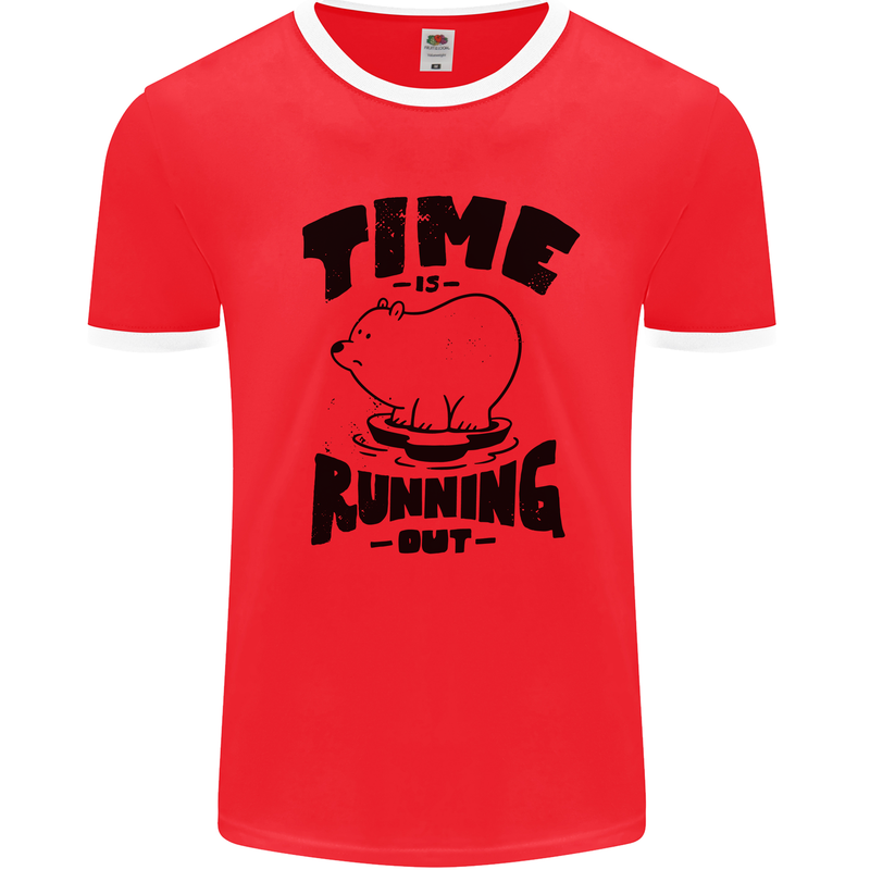 Time Running Out Climate Change Mens Ringer T-Shirt Red/White