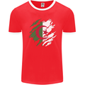 Torn Algeria Flag Algerian Day Football Mens Ringer T-Shirt FotL Red/White