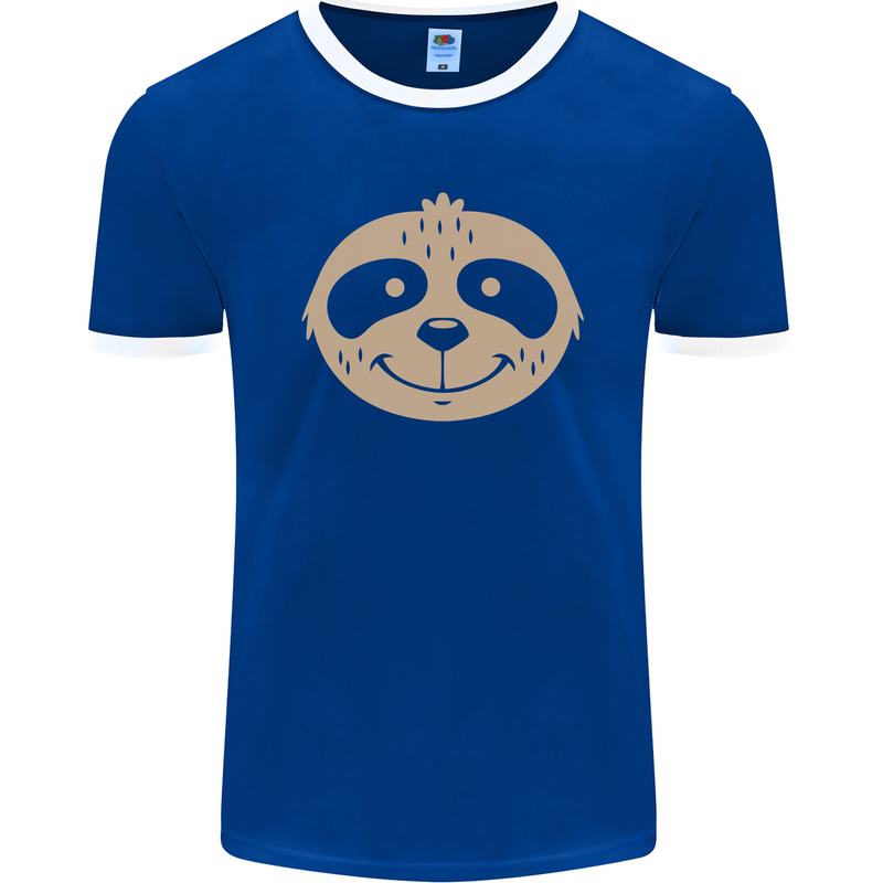 A Funny Sloth Face Mens Ringer T-Shirt FotL Royal Blue/White