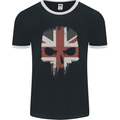 Union Jack Skull British Gym Biker Flag Mens Ringer T-Shirt FotL Black/White