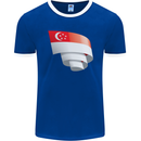 Curled Singapore Flag Singaporean Day Football Mens Ringer T-Shirt FotL Royal Blue/White