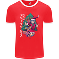 Anime Elf Christmas Tree Xmas Mens Ringer T-Shirt FotL Red/White