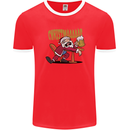 Drunk Santa Funny Christmas Alcohol Beer Xmas Mens Ringer T-Shirt FotL Red/White
