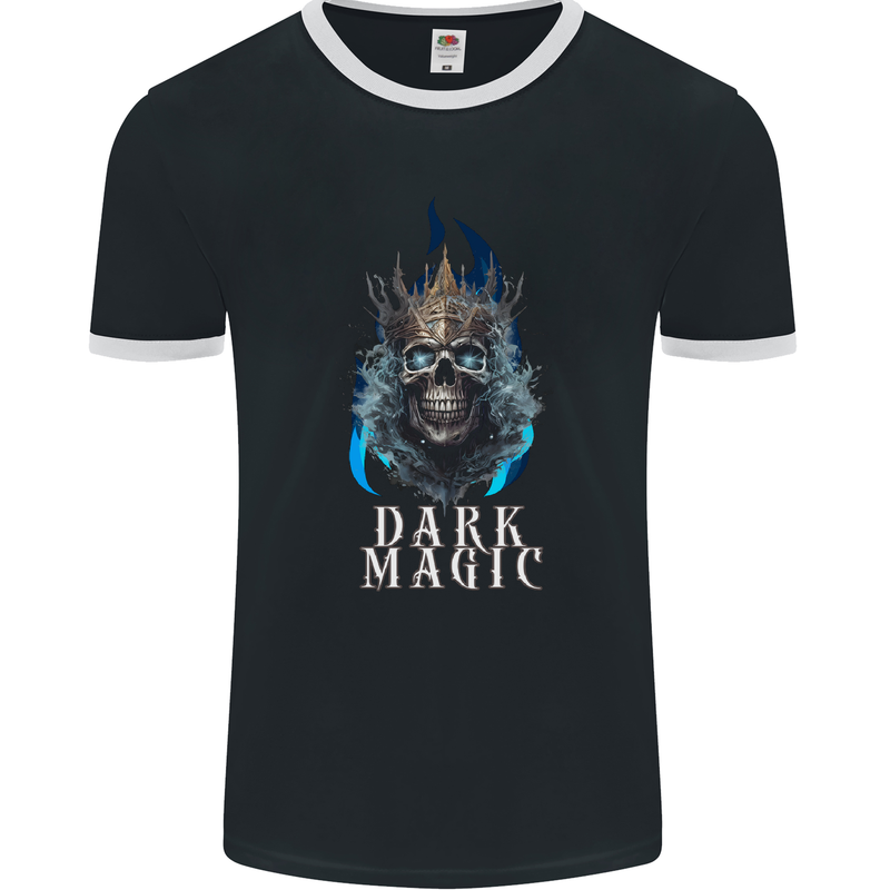 Dark Magic Skull King Mens Ringer T-Shirt FotL Black/White