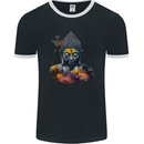 Buddha Watercolour Mens Ringer T-Shirt FotL Black/White