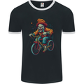 Demonic Clown On a Bicycle Cycling Halloween Mens Ringer T-Shirt FotL Black/White