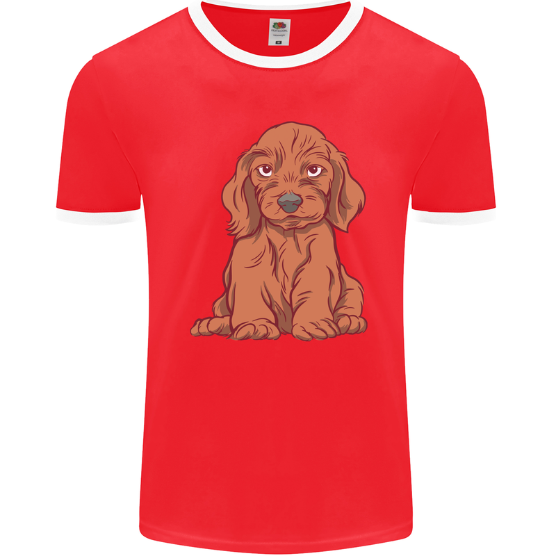 A Dachshund Puppy Dog Mens Ringer T-Shirt FotL Red/White