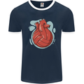 Volleyball Shaped Like a Heart Mens Ringer T-Shirt FotL Navy Blue/White