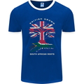 British Grown South African Roots Africa Flag Mens Ringer T-Shirt FotL Royal Blue/White