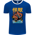 Kaiju Dragon King Ghidorah Japanese Monster Mens Ringer T-Shirt FotL Royal Blue/White