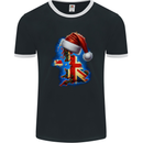 Christmas Great Britain UK Union Jack Xmas Flag Mens Ringer T-Shirt FotL Black/White