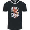 Christmas Basketball Santa Xmas Mens Ringer T-Shirt FotL Black/White