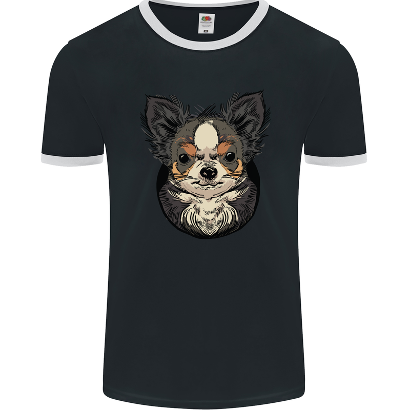 Angry Chihuahua Mens Ringer T-Shirt FotL Black/White