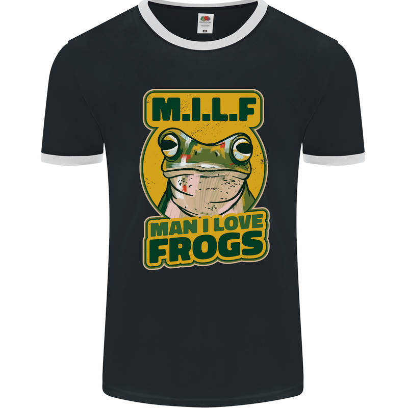 MILF Man I Love Frogs Mens Ringer T-Shirt FotL Black/White